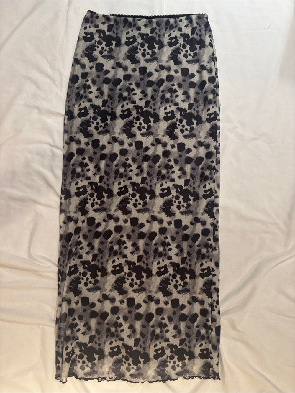 Nous Sommes Labels: Leopard Print Maxi Skirt in Black and Gray